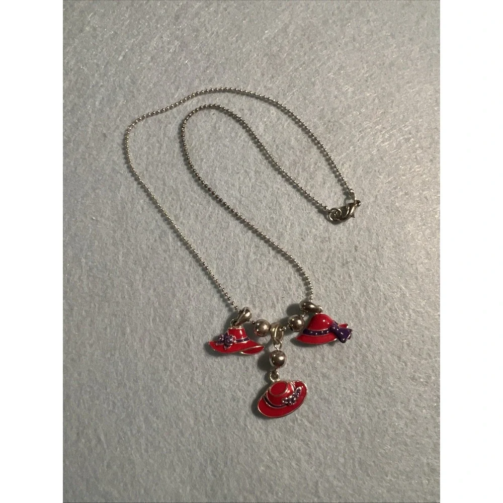Red Hat Society Ladies Necklace lot‎ Charms Dangle Red/Purple